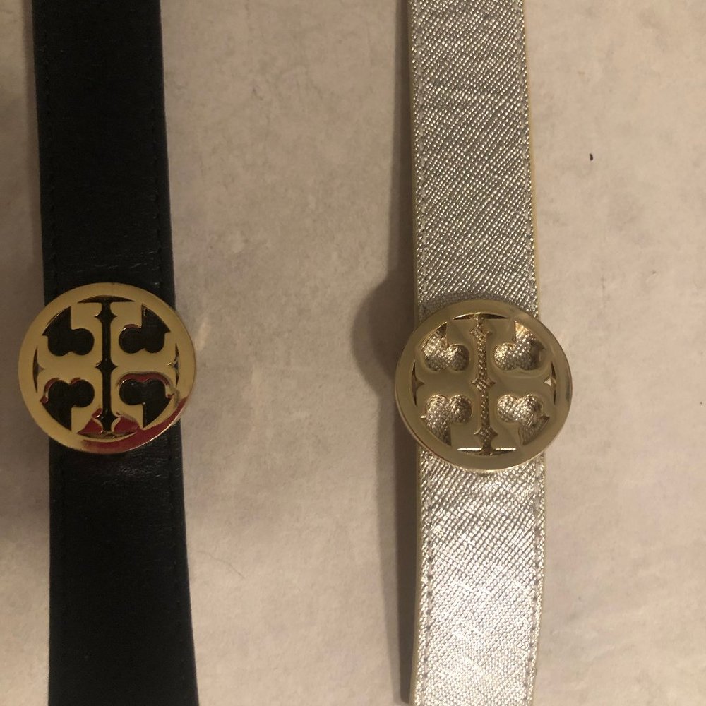 Tory Burch 1" reversible belt in Black/Brown
